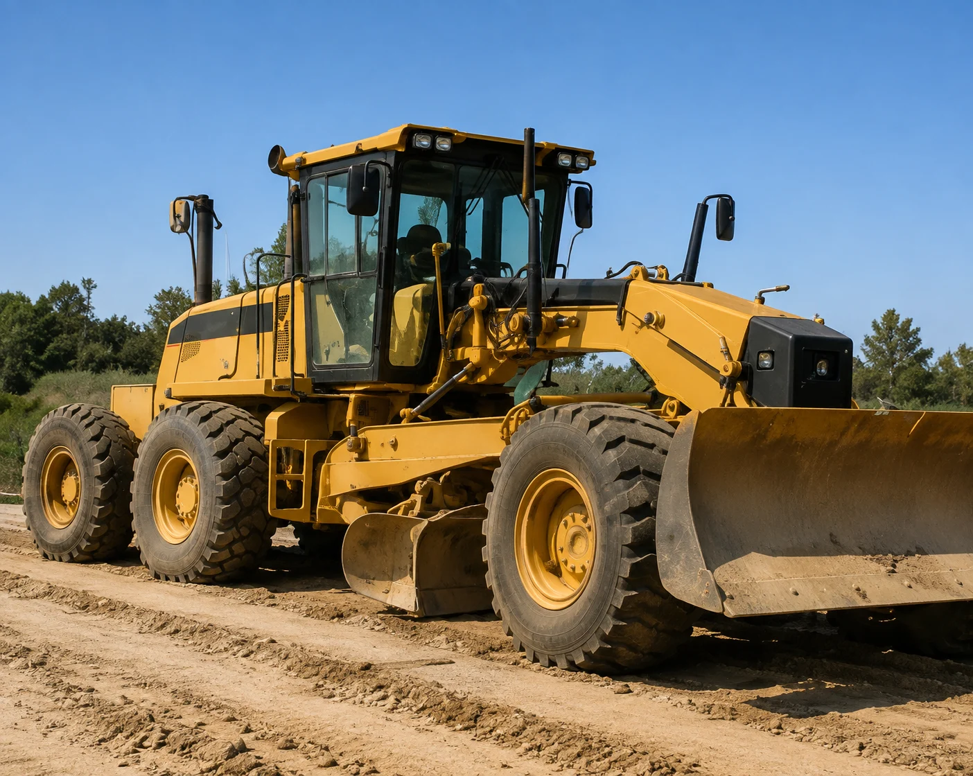 Heavy equipment grading a job site